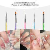 8 Stück Nagel Pinsel, Nagelkunstpinsel Pinsel Set, Pinsel Für Nägel Mit Doppelkopf Nail Art Pinsel Set Dotting Pen And Gel Borste för naglar Präzise Pinsel Für Nageldesign Und Verzierungen