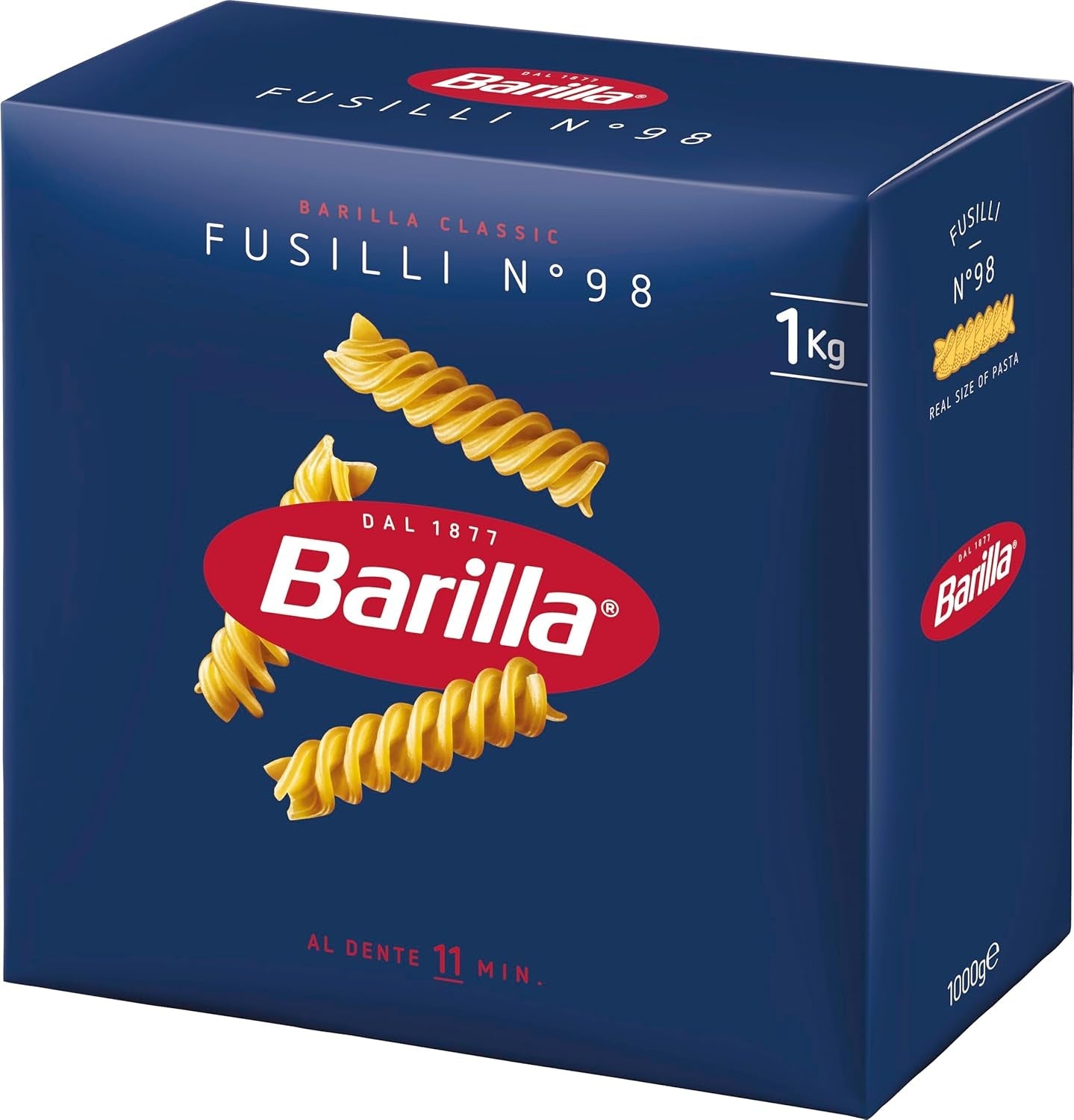 Pasta Barilla Classic Fusilli nr. 98, från högkvalitativt durumvete, alltid al dente, 1 kg