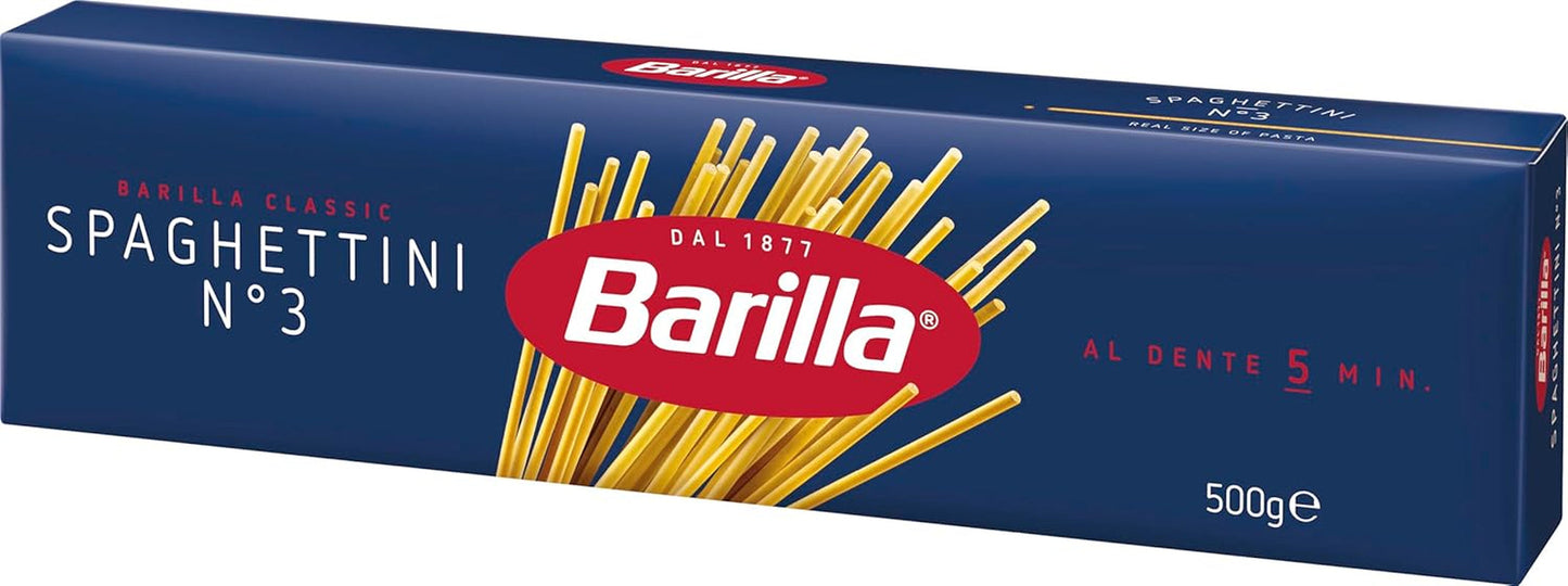 Pasta Barilla Classic Spaghettini nr. 3 högkvalitativa durumvete, alltid al dente (1 x 500 g)
