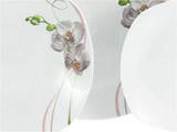 CreaTable, 24024, Square Orchid Series, 18-delat servisset för 6, porslinskaffe, diskmaskin och mikrovågssäker, kvalitetstillverkning