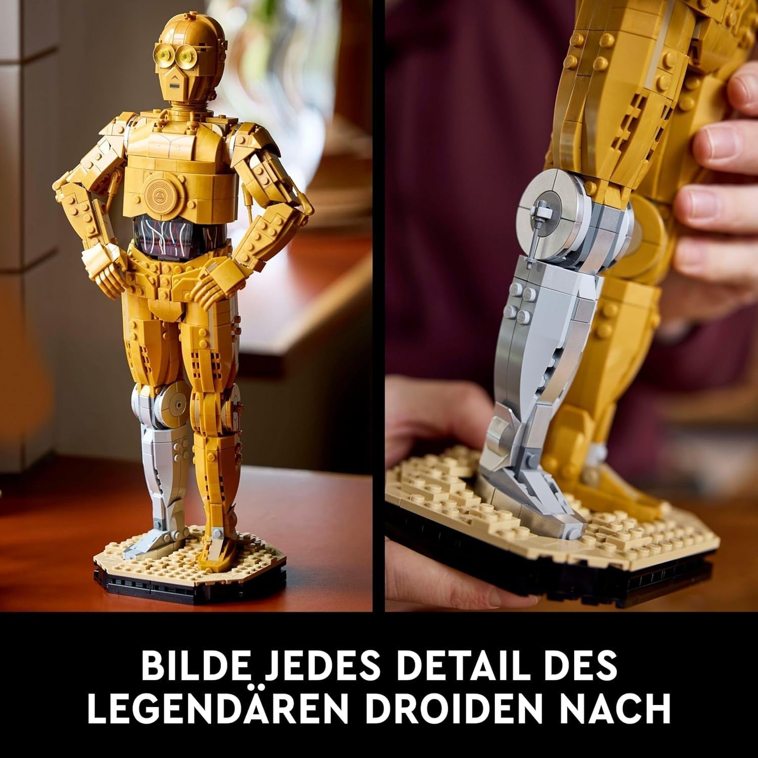 LEGO Star Wars C-3PO B, byggbar droid, modell att samla, bygga och visa, nostalgisk presentidé för vuxna och fans, samlarbit, fantasylekset 75398 Byggset Besuche den LEGO-Store
