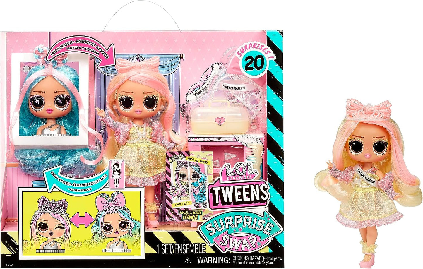 L.O.L. Surprise Tweens Surprise Swap Series - Braids-2-Waves Winnie - Modepuppe mit mehr as 20 Überraschungen inclusive Styling-Kopf under fantastische Mode and Accessories - für Kinder ab 4 Jahren