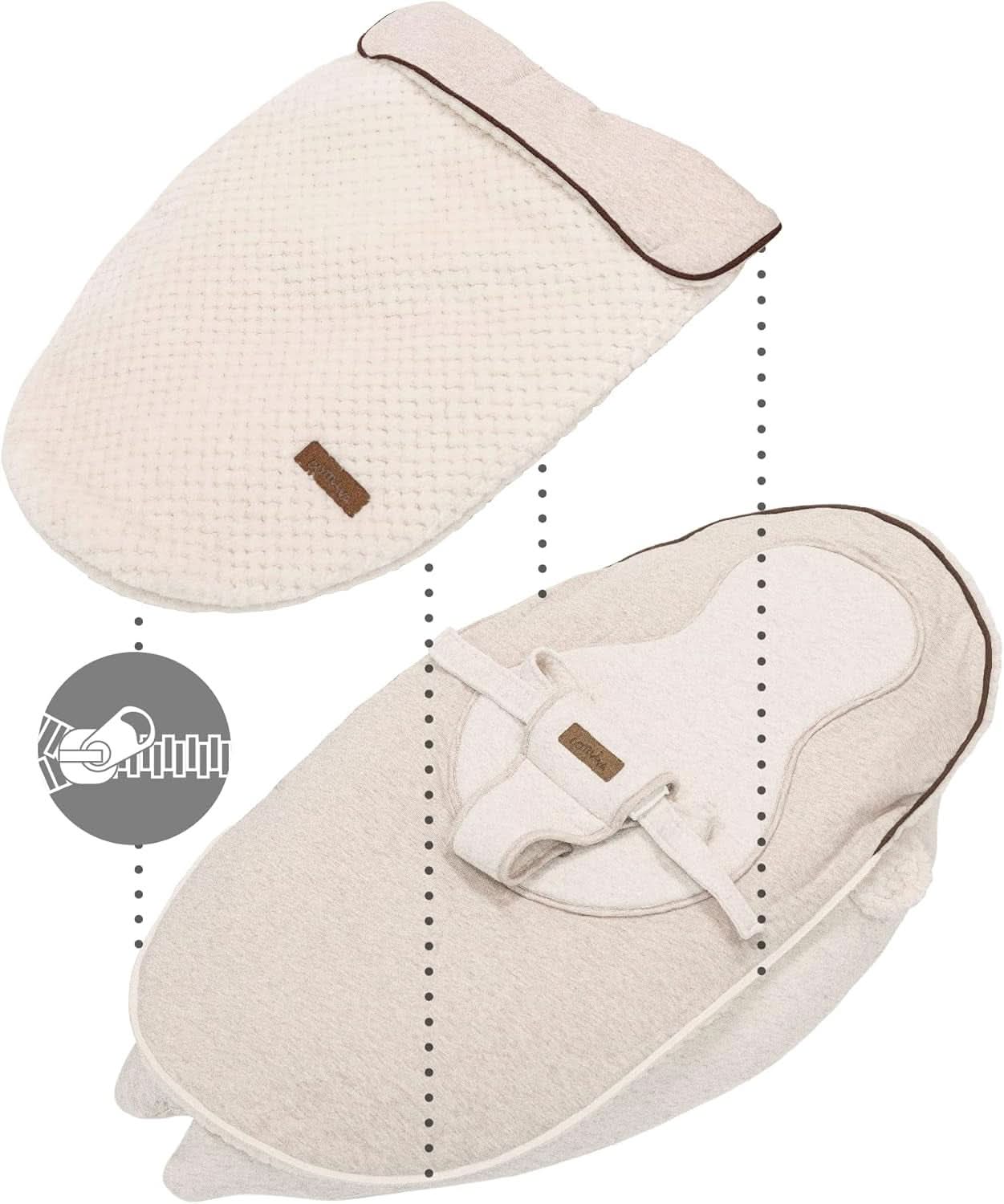 Multifunktionell amningskudde, 4 i 1, Soft Nova, beige, enkel kudde: 202 cm, fåtölj, 40 X 75 X 22 cm Tillbehör Mat och Amning Bebe Naty Shop