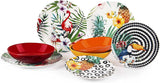 Excelsa Tropical Chic Tallrik Set, 18 Stück, Porzellan, mehrfarbig