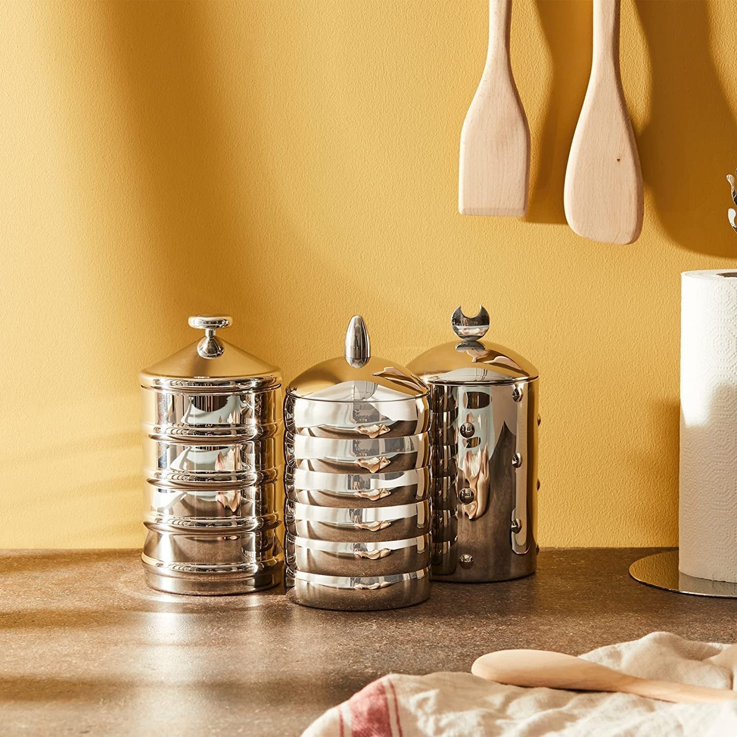 Alessi Kalistò 2 CB02 - Köksburk i rostfritt stål 18/10 med aluminiumknopp, 114 cl, silver Matförvaringslådor Naty Shop