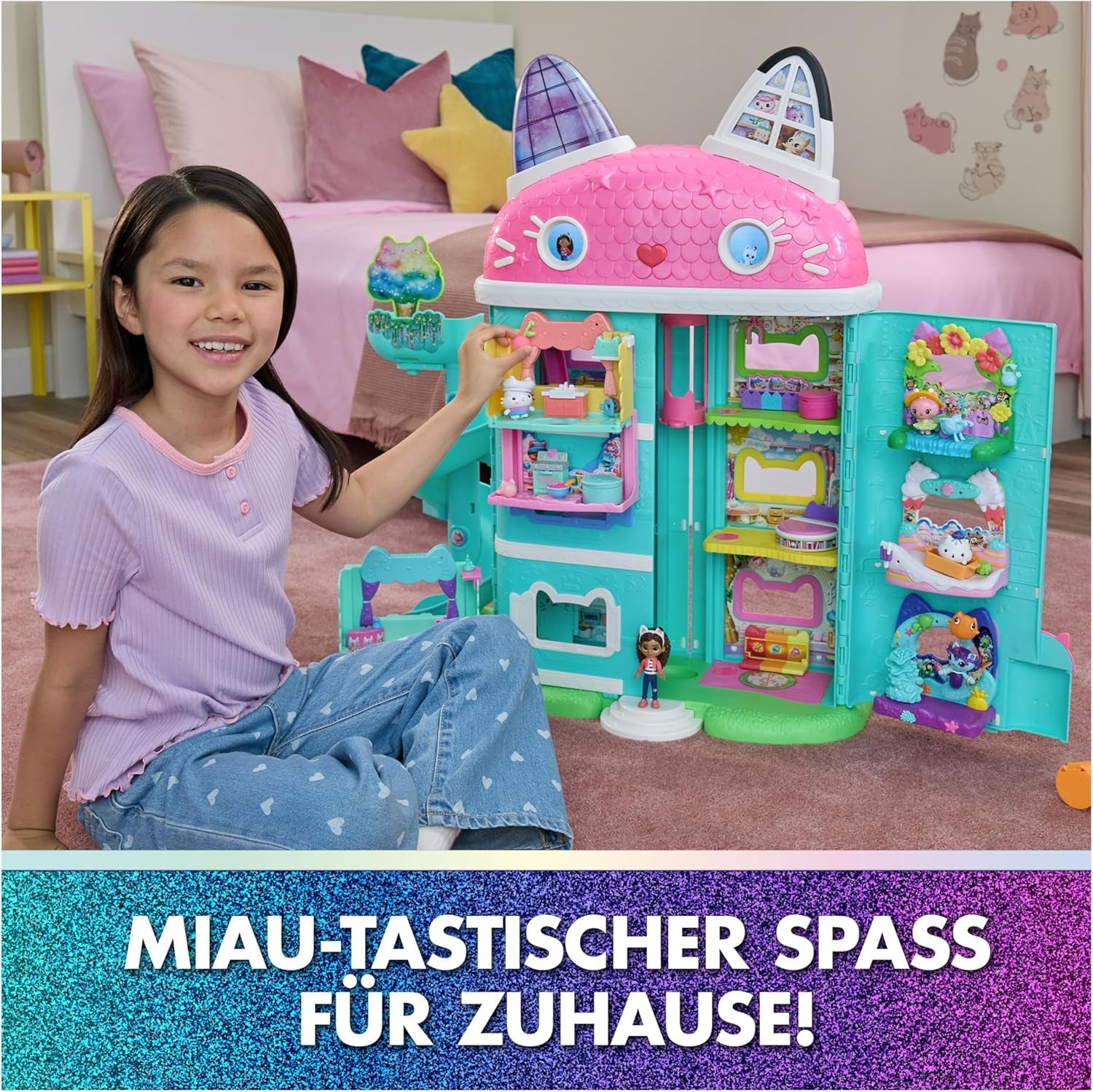 DREAMWORKS GABBY'S DOLLS HOUSE: THE MOVIE - Kuchi's Sweet Balcony Playset med dockskåpsfigurer och tillbehör för barn från 3 år och uppåt