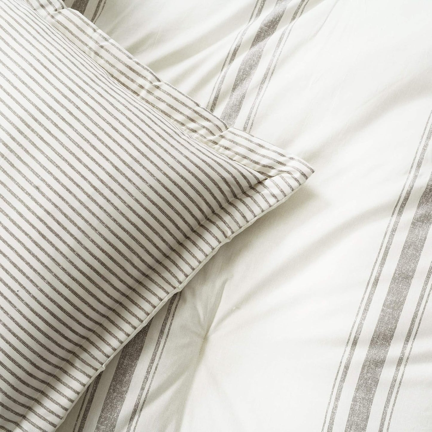Lush Decor Farmhouse quilt med ränder, Full/Queen, grå täcken och täcken Naty Shop