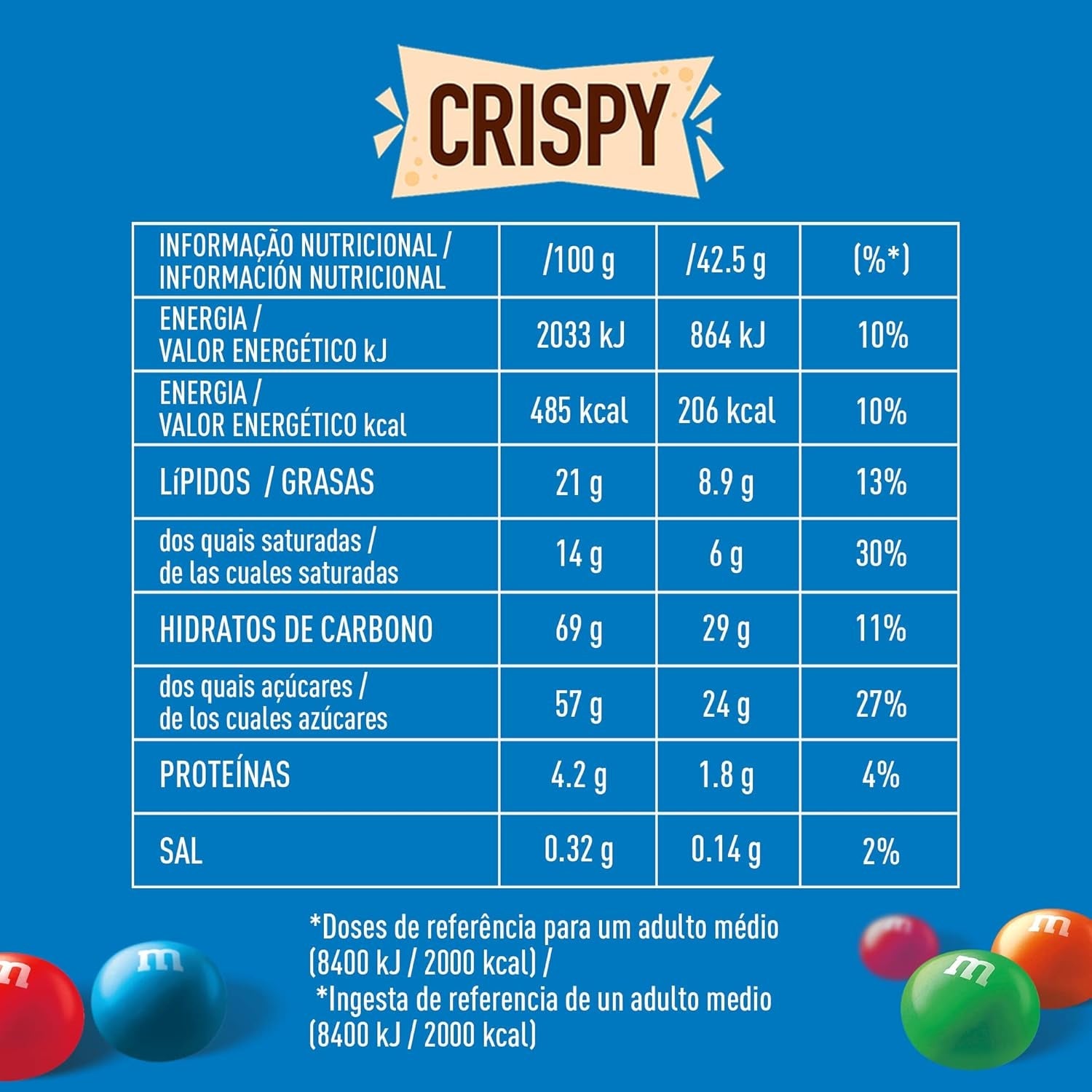 M&M'S Crispy, Chocolate Crispy Linser och Crispy Center, Choklad, 1 förpackning (1 x 340 g) (förpackning med 2)