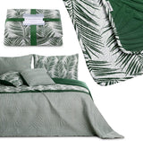 Ameliahome Överkast Överkast 170X210 Cm Dubbelsidigt Lättskött Överkast Växtmönster Grön Vit Tropiska Bonaire Sängar och filtar Besuche den AmeliaHome-Store