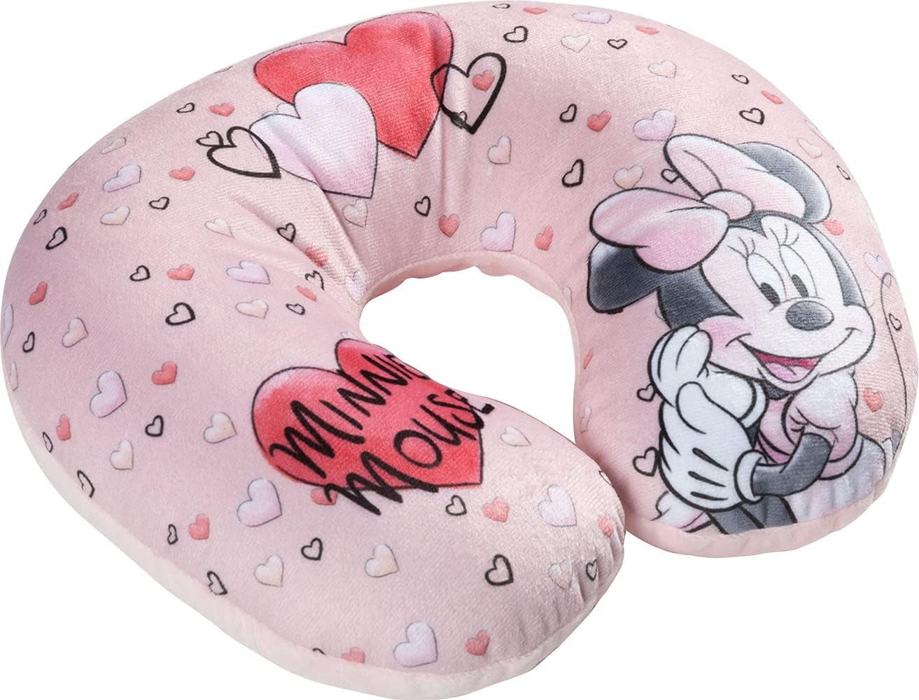 Tataway in Viaggio SI Grows - Disney Minnie Mouse Travel Kudde | Mjukt sammetslena material | Handtvättbar 30° | Fyllning med mikropärlor | Barnsits lämplig från 3 år, Rosa, one size, sammet Resekuddar Naty Shop
