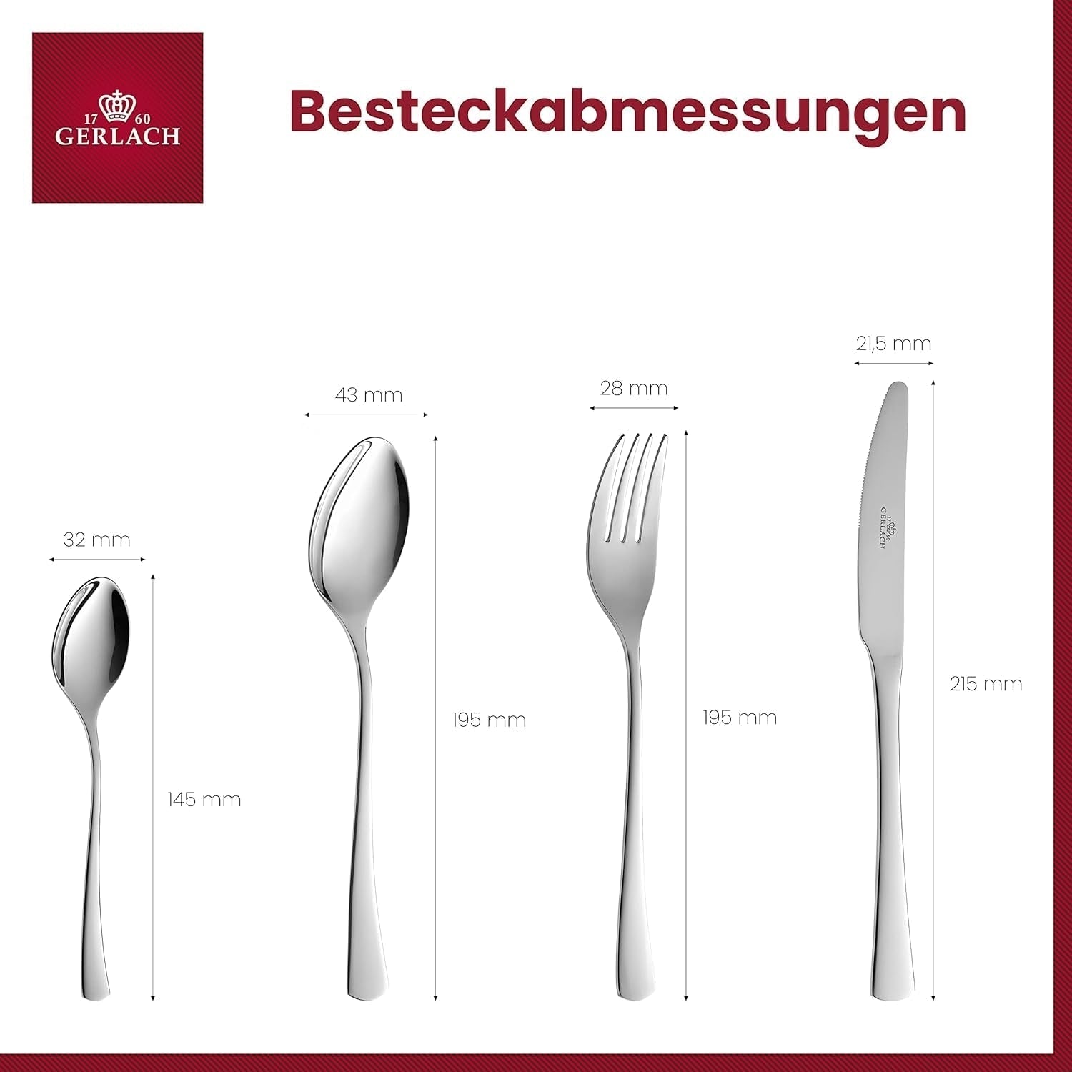 Gerlach 1760 Tunea Set, rostfritt stål bestick, 24 st, 6 personer Kitchen Naty Shop