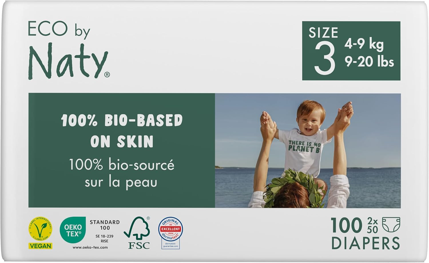Eco-blöjor Eco från Naty Baby Eco-blöjor - ekologiska förstklassiga blöjor, miljövänliga, gjorda av växtbaserade material, idealiska för känslig babyhud (storlek 5 - 80 st)