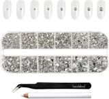 Beadsland 2500st Glas Nailart Strasssteine ​​​​Kristall Flatback Edelsteine ​​​​Runde, ​​Für Handwerk Gemischt 8 Größen SS4 ~ SS30 Mit Picking Pinzette Und Stift (Kristall Weiss)