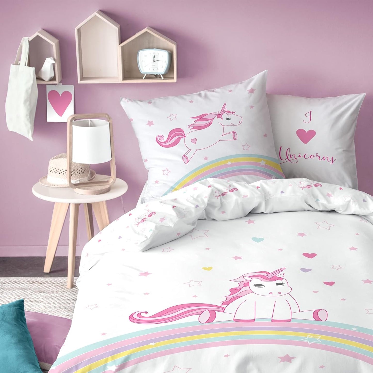 Sängkläder för tjejer, Unicorn, bomull Sängkläder - barn Naty Shop Unicorn