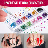 FANDAMEI Nail Art Brush Set, 15 Stücke Pinsel Für Gelnägel Nagel Pinsel, 5 Stücke Dotted Pen, 10 Rolle Streifenband Nägel, Strasssteine ​​​​Nägel, Ultra Dünn Nagel Paillettes Für Nagelkunst Maniküre Set