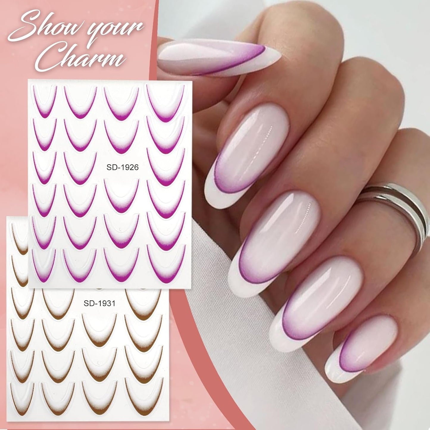 12 Stück French Tip Nagelsticker Selbstklebend Bunte French Nails Schablone Nagelaufkleber Nagelkonstklistermärken Nageldesign DIY Nägel Zubehör(12 Farben)