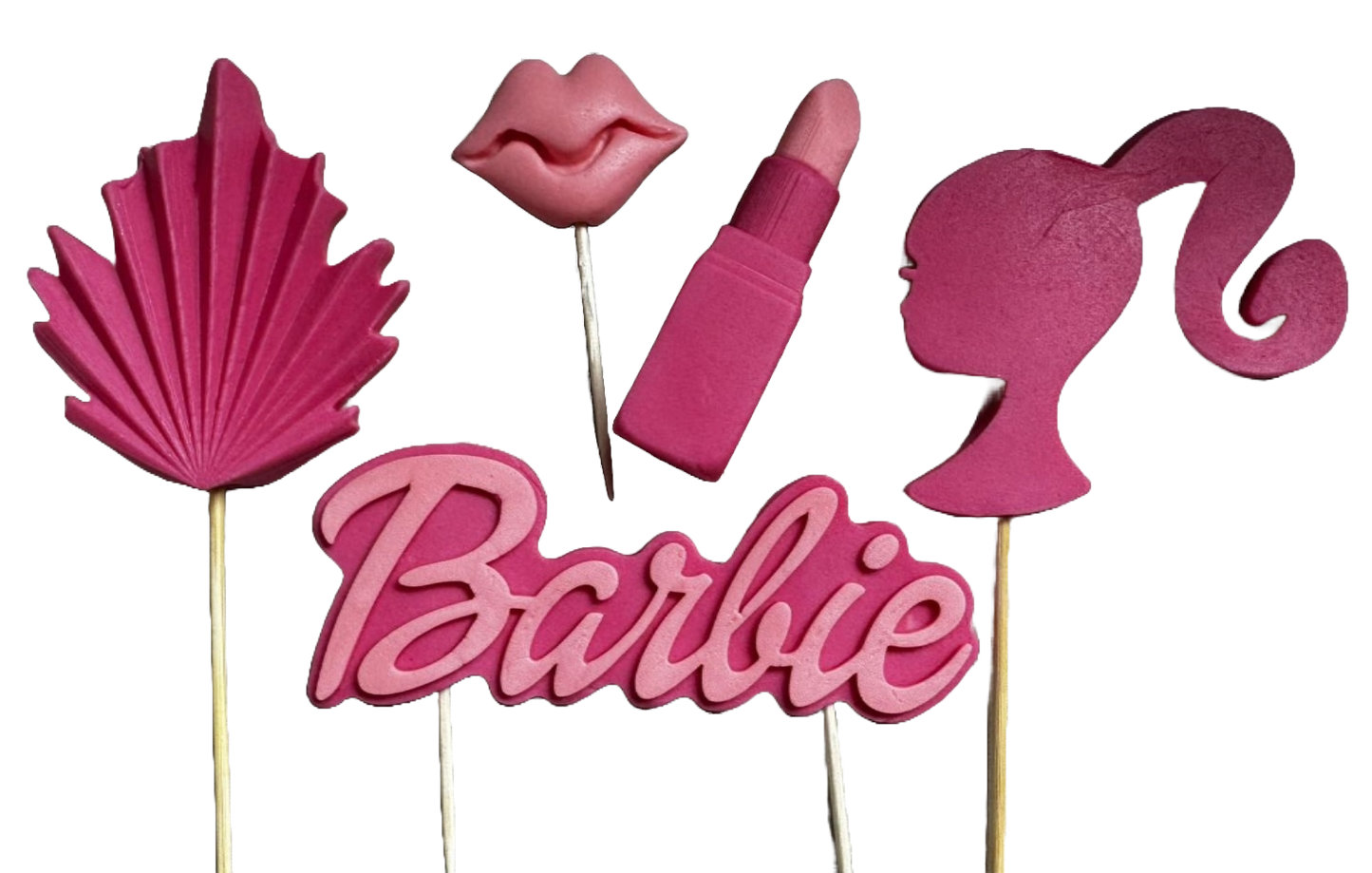Set med 5 ätliga sockerdekorationer, Barbie Sugar Paste Decorations Naty Shop