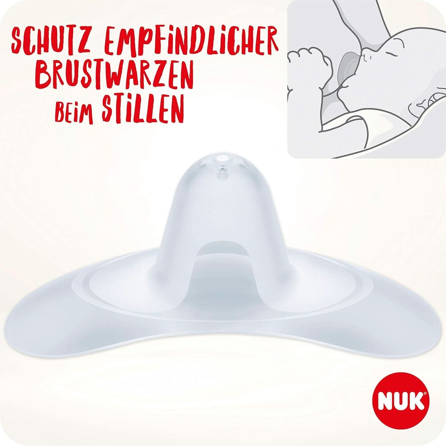 NUK Stillhütchen | Brusthütchen Zum Stillen | Schützt Vor Wunden Brustwarzen | Dünnes Silikon | Größe M (20Mm) | Inklusive Schutzdose | 2 Stück Barnmat och amningstillbehör Naty Shop