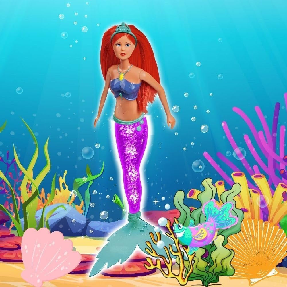 Simba 105733656 - Steffi Love Sparkling Mermaid Doll (39cm) - Glödande sjöjungfrufärg som ändrar lysande regnbåge Vattentät leksak för barn från 3 år och uppåt