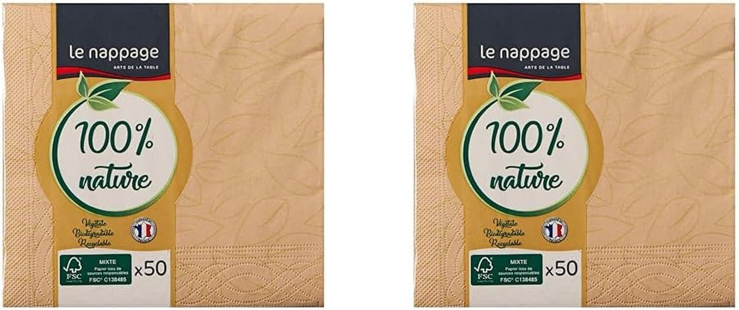 Le Napage 50 bomullsservetter 25 X 25 cm, 3 lager, FSC vit