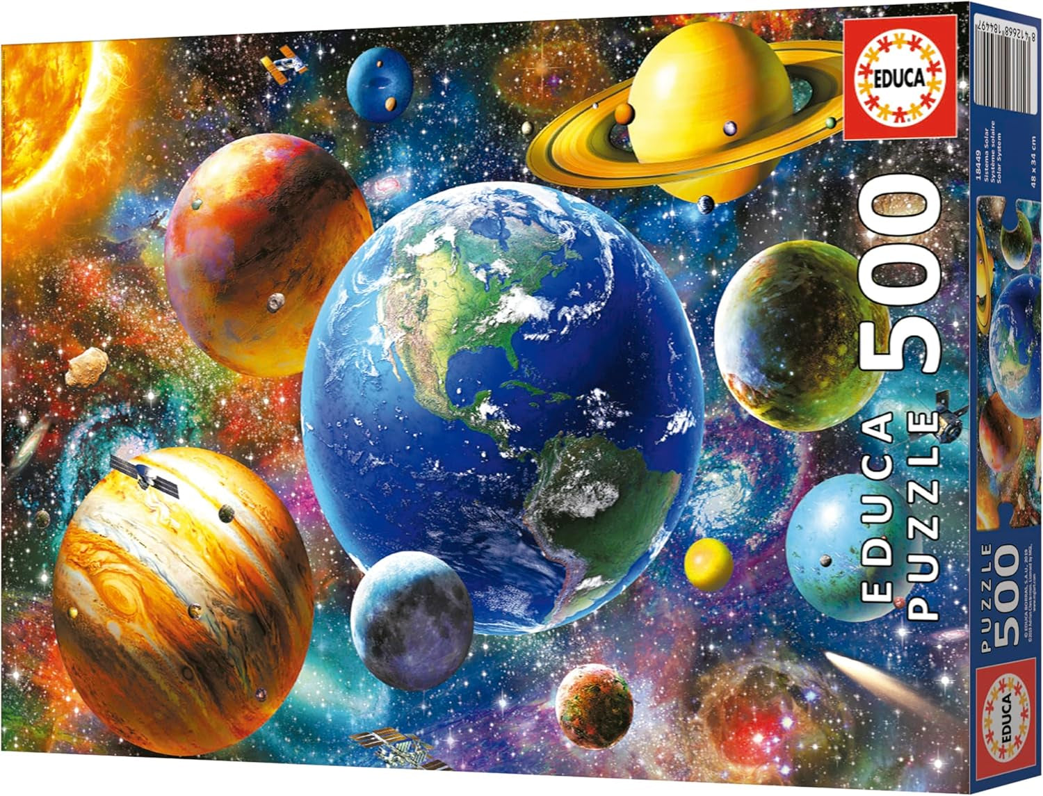 Educa - Pussel 500 bitar för vuxna | Solsystem, pussel 500 bitar för vuxna och barn från 11 år, planeter, rymden, rymden (18449) Puzzle Naty Shop