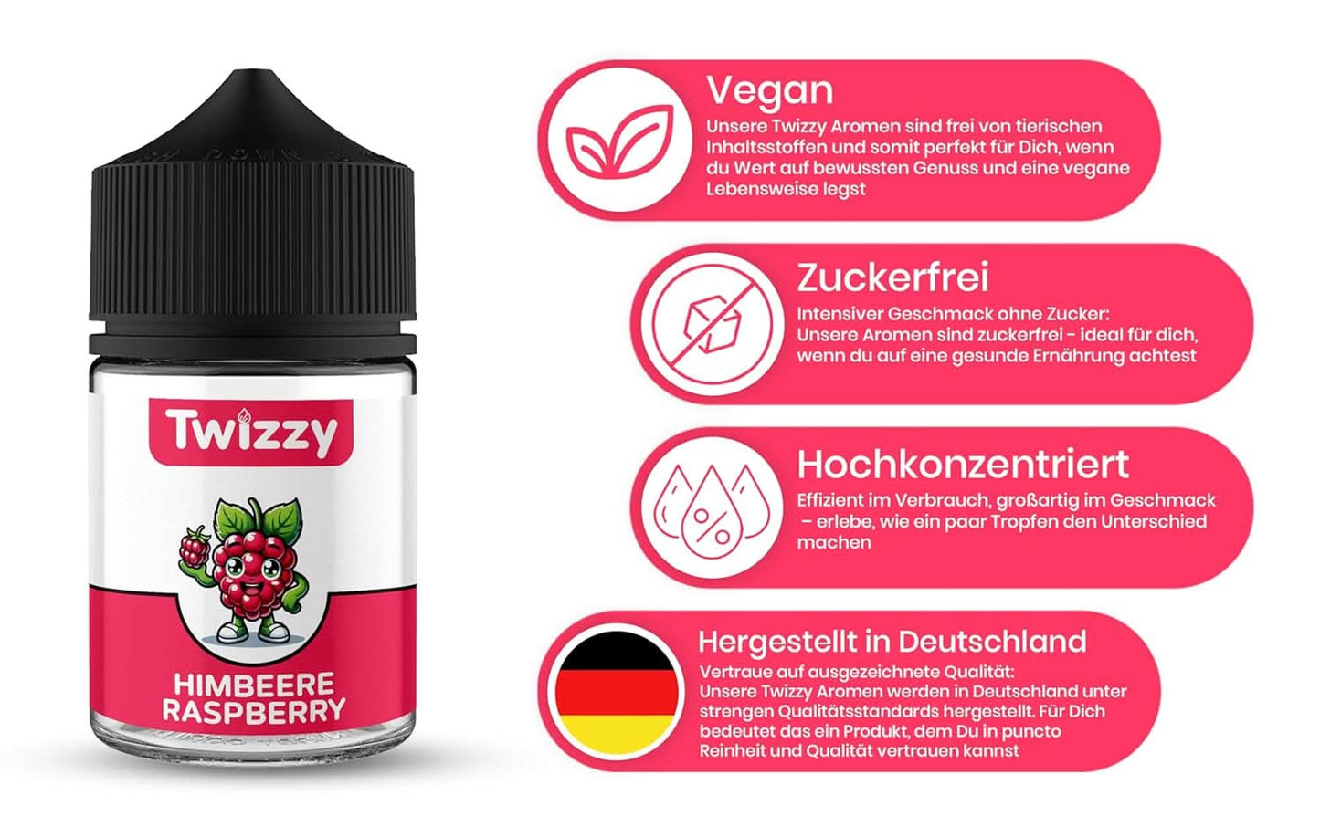 Twizzy, intensiv hallonsmak, 60 milliliter Arome Naty Shop