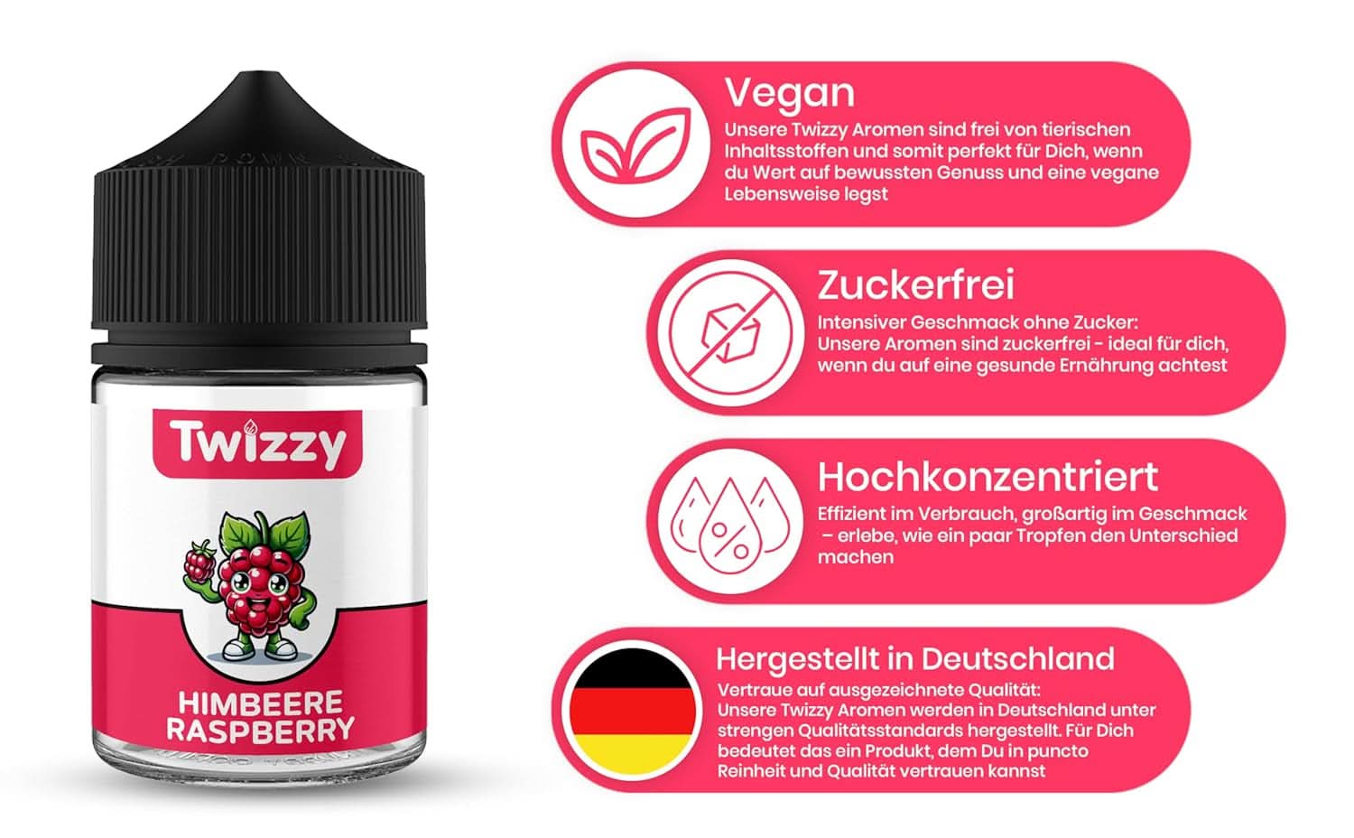 Twizzy, intensiv hallonsmak, 60 milliliter Arome Naty Shop