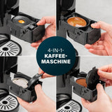 Princess 4 i 1 multikapsel espressomaskin - 1450 watt, kapslar, kapslar, malet kaffe, BPA-fri, 249450, 01.249450.01.001, svart, silver
