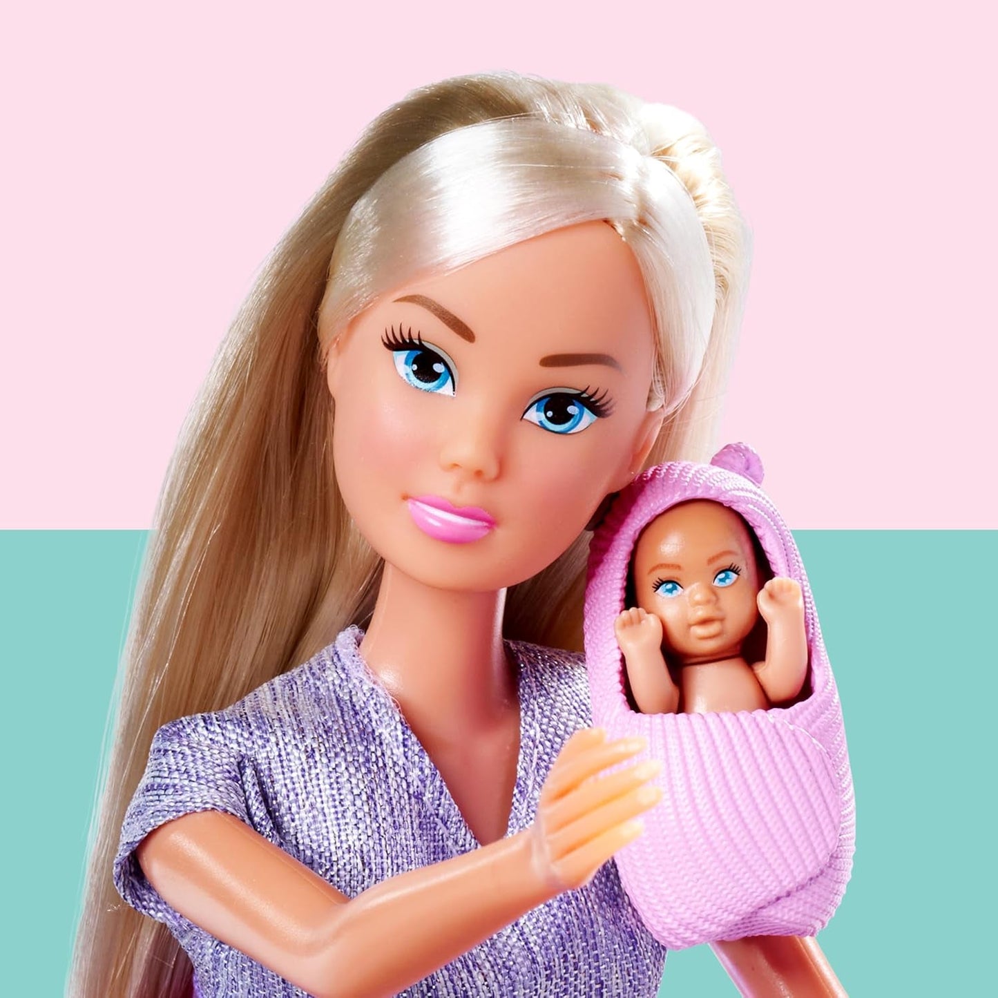 Simba Steffi Love Welcome Baby 29cm Gravid Steffi 12-pack Rollspel Tillbehör Modedocka med 4cm Baby Doll Toy för åldrarna 3+