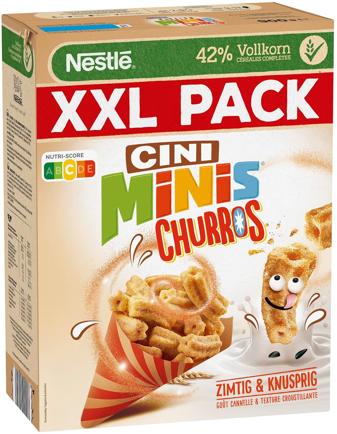 Frukostflingor Nestlé CINI MINIS Churros med 42 % fullkornsinnehåll, 6 st (6 x 900 g)