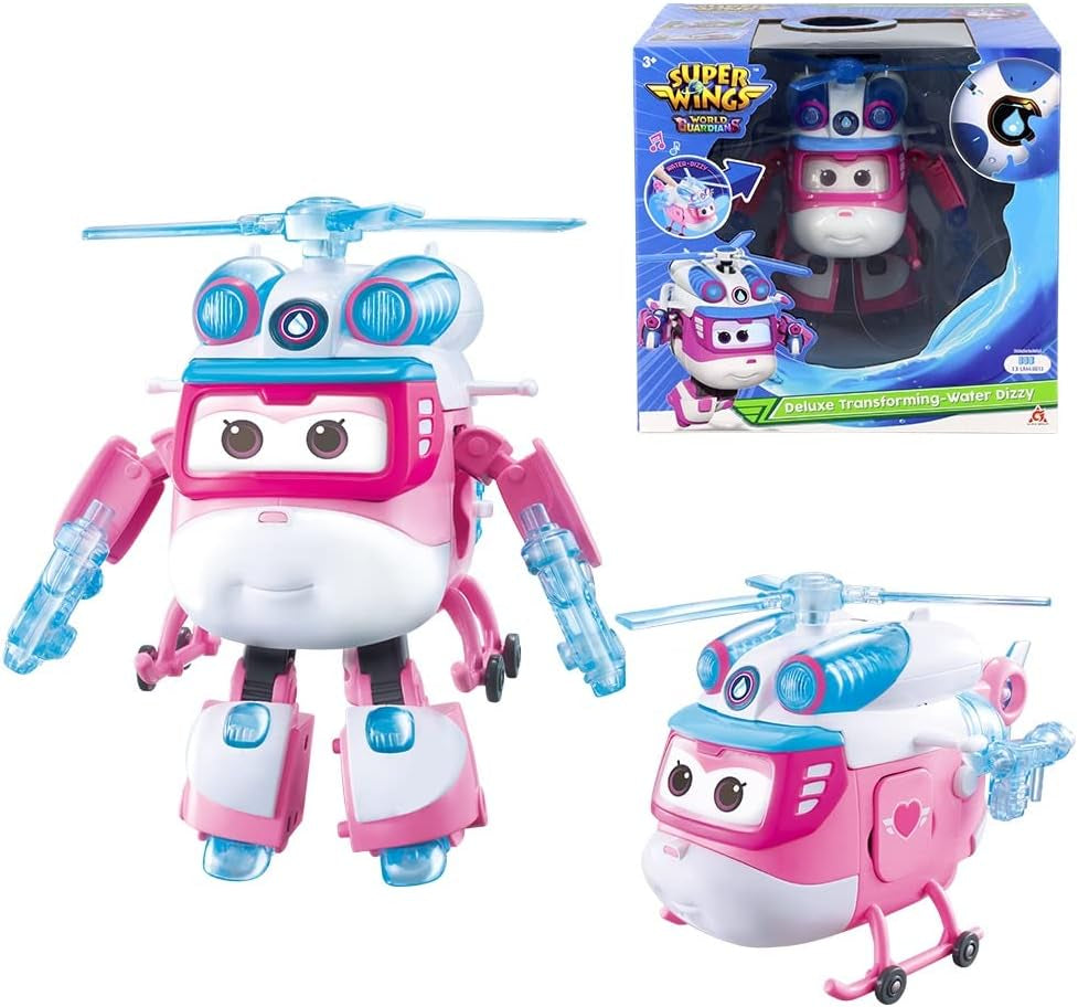 Super Wings 5" Transforming Characters 2-Pack Transforming Supercharged Jett + Tino Transformer Toy för pojkar och flickor i åldrarna 3+ Röda actionfigurer Naty Shop Dizzy