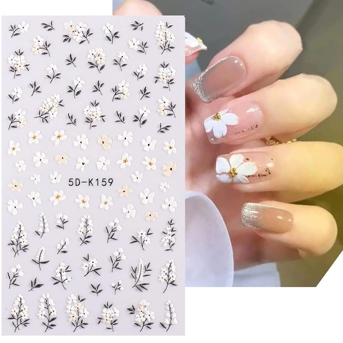 Nagelsticker Set Für Einzigartiges Nageldesign, 4 Blatt Frühlingsthemen Nail Art Zubehör, Perfekt Für 3D Gel Nägel Och UV Gel Strips