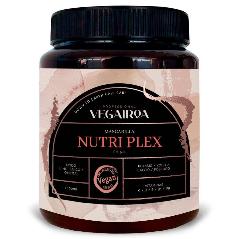 VEGAIROA - Nutri Plex Mask - Intensivvård - Djup fuktgivande vård - Frizz skyddande effekt - För torrt hår - Professionell vegansk stylingprodukt - 1000g Naty Shop hårmask Standardtitel