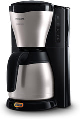 PHILIPS Café Gaia Filter Espressomaskin - Termokanna i rostfritt stål, Anti-droppsystem, Intensiv arom, Auto-Off, 1300ml, Svart (HD7546/20)