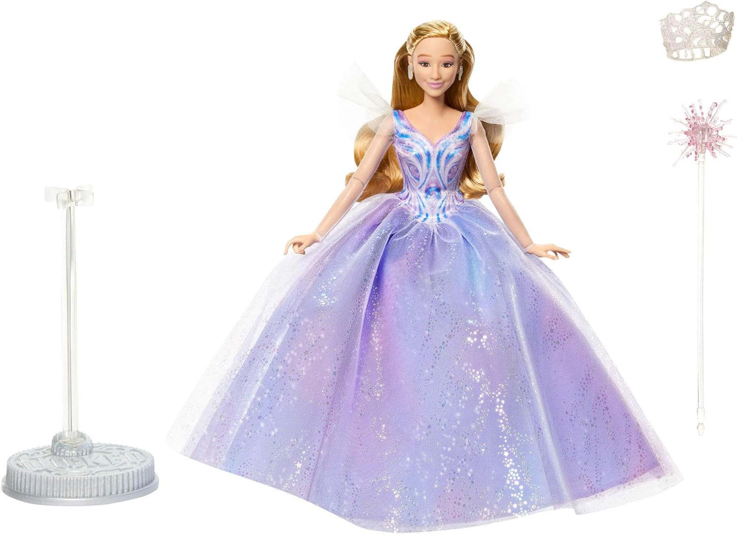 Mattel Wicked: Part 2 av Universal Pictures Glinda Deluxe Doll med avtagbar outfit och 3 tillbehör, inspirerad av filmen, JFM13, [Multicolor]