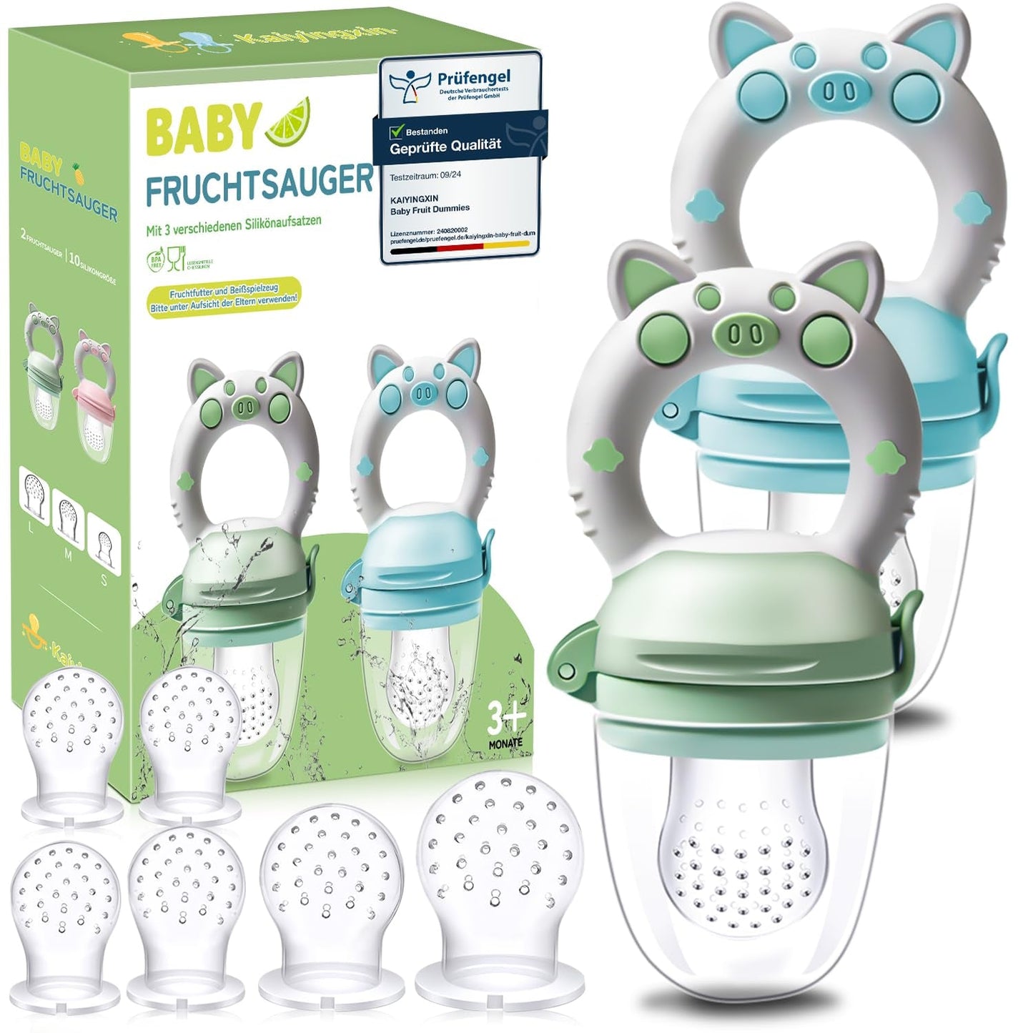 Babyfruktnappar, 2-pack fruktnappar för bebisar 3 månader upp uppgraderad version 2023, fyllbara nappar, grötnappar, fruktnappar för bebisar, BPA-fria, 8 silikonnappar i 3 storlekar