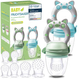 Babyfruktnappar, 2-pack fruktnappar för bebisar 3 månader upp uppgraderad version 2023, fyllbara nappar, grötnappar, fruktnappar för bebisar, BPA-fria, 8 silikonnappar i 3 storlekar