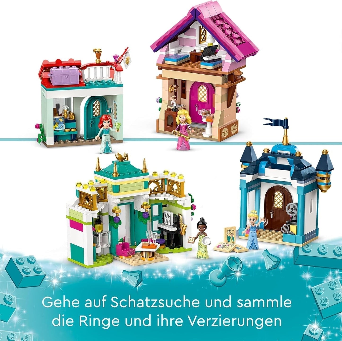 LEGO Disney Princess: Disney Princess Adventure Market, leksakshus med 4 dockor inklusive Askungen och Ariel, Lekset med skattkarta, present till flickor och pojkar från 6 år 43246 Byggset Besuche den LEGO-Store