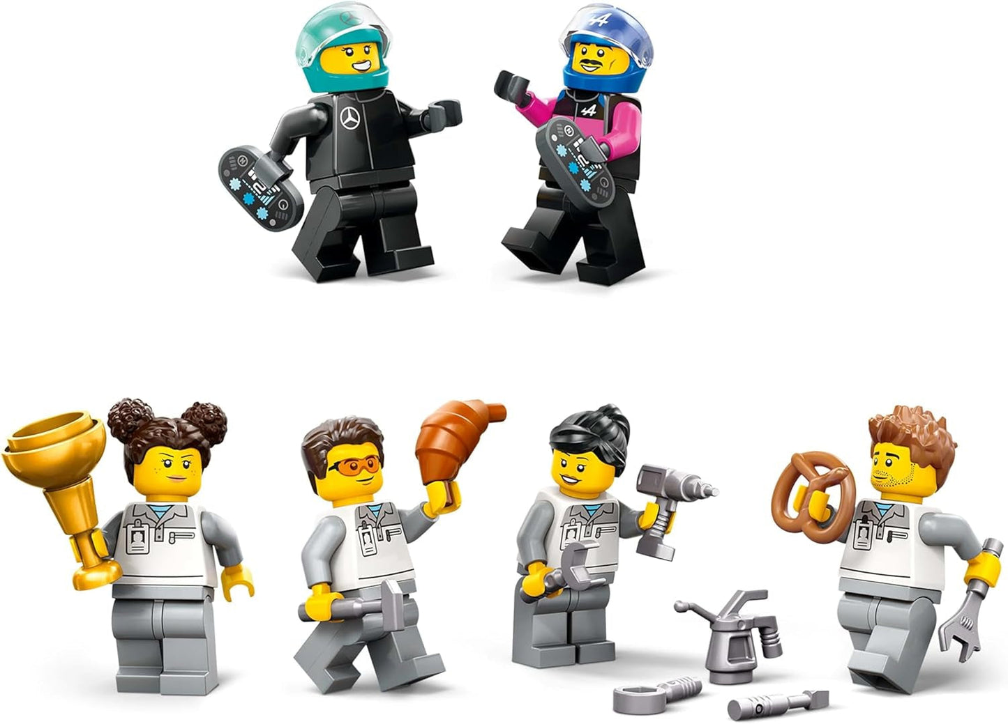 LEGO City F1 Garage med Mercedes-Amg och alpina racerbilar - Formel 1 racerbil med 2 förare och 4 mekaniska minifigurer - Present för pojkar och flickor 7+ och fans 60444 Besuche den LEGO-Store byggset
