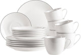 MÄSER Felise-serien, elegant kaffeservering för 6, tidlös, svart kant, porslin, vit