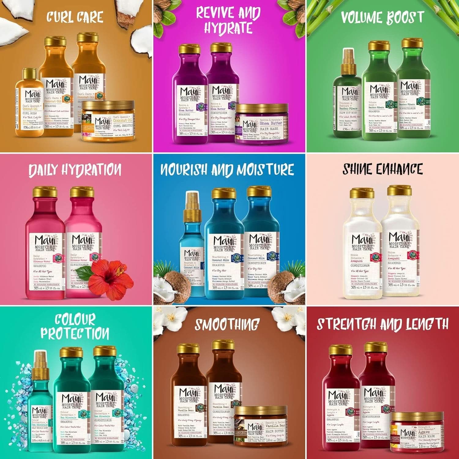 Maui Moisture Revive & Hydrate + Sheasmör, schampo eller balsam, 385 ml dusch & bad Naty Shop