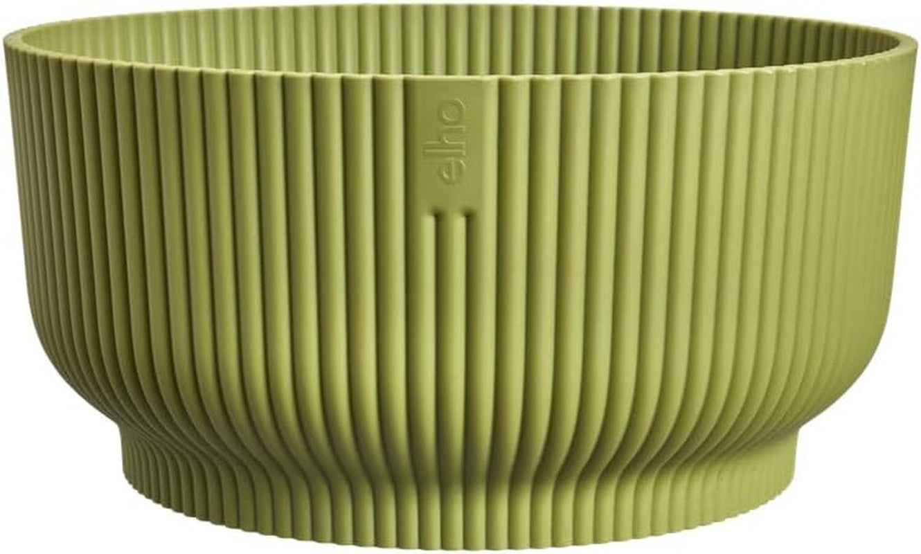 elho Vibes Fold Bowl 25 - Blomkrukor inomhus - 100% återvunnen plast - Ø 24,9 x H 12,1 cm - Grön/Ferngrün