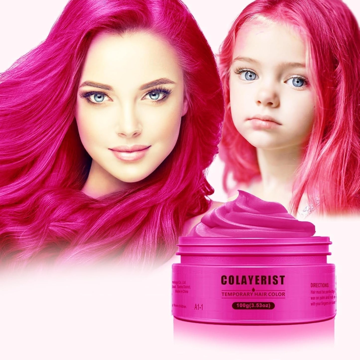 COLAYERIST Tvättbar svart temporär hårfärg Hårfärgningsvax för män och kvinnor Hårmascara för fest eller cosplay utan smutsiga hårfärgsprodukter Hårfärgning Naty Shop Pink