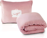 Eversnug resefilt och kudde - Mjuk 2 i 1 flygplansfilt med mjukt kuddfodral, handväska och ryggsäckshållare (burgunderröd) Resekuddar Naty Shop Pink