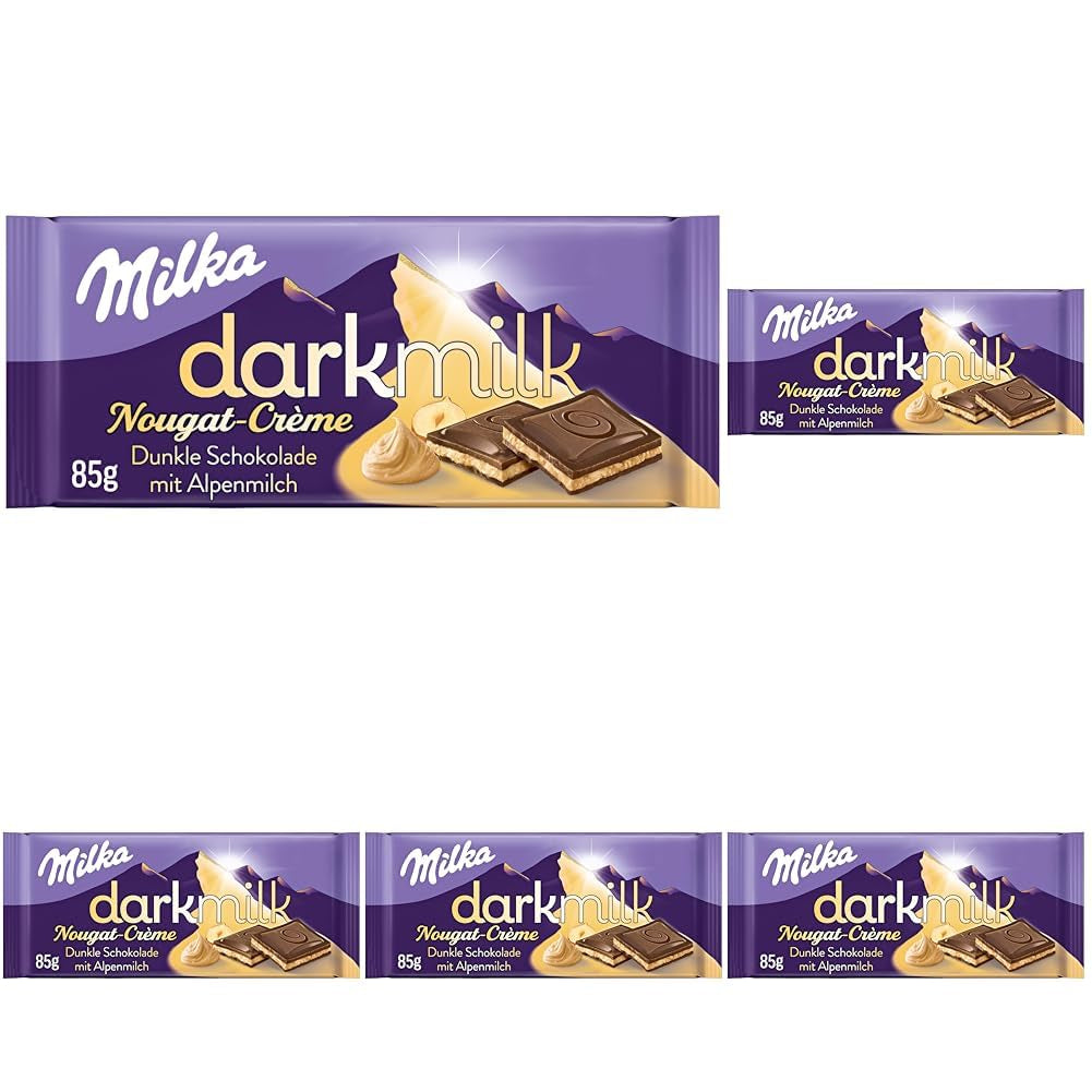 Milka Black Milk – alpin svart choklad med mjölk och krämig nougatfyllning – 85g (5-pack)