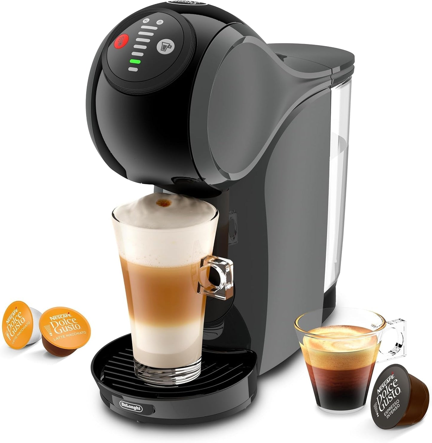 NESCAFÉ DOLCE GUSTO DeLonghi Dolce Gusto Genio S EDG226.A, Kapselespressomaskin inklusive 3 kapslar, kompakt design, justerbar droppbricka, 0,8 l, avtagbar vattentank, 1470 W, antracit