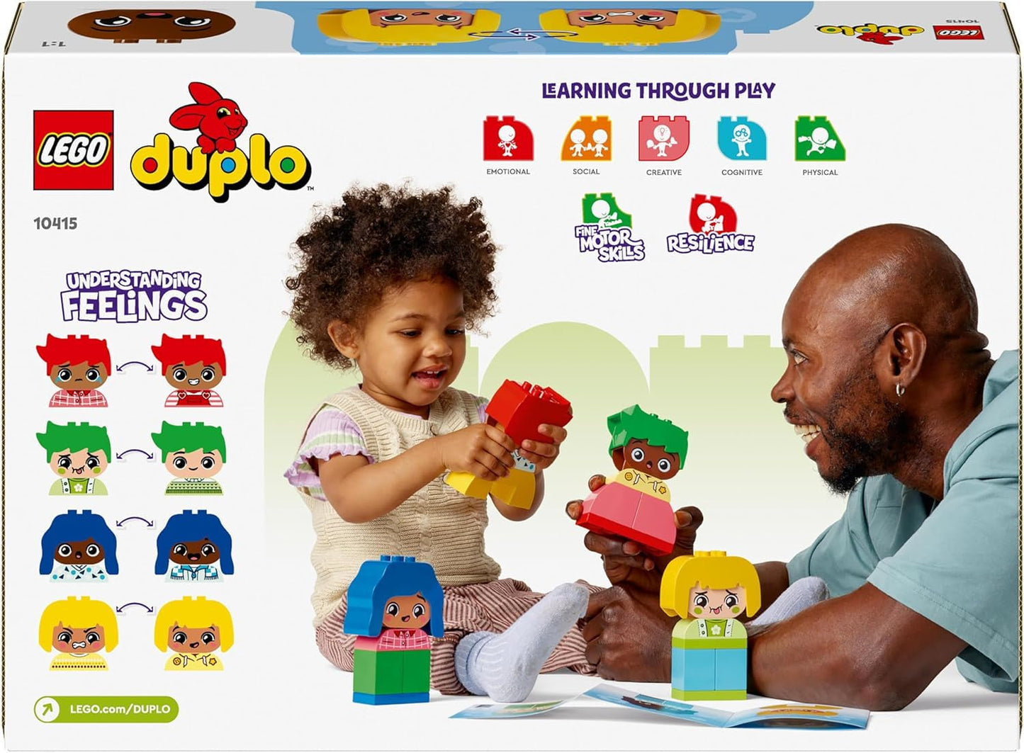 LEGO DUPLO Big Feelings, byggstaplingsspel med 23 färgglada klossar och 4 figurer, motorisk leksak för att främja den sociala och känslomässiga utvecklingen hos små barn från 18 månader 10415 Byggset Beuche den LEGO-Store