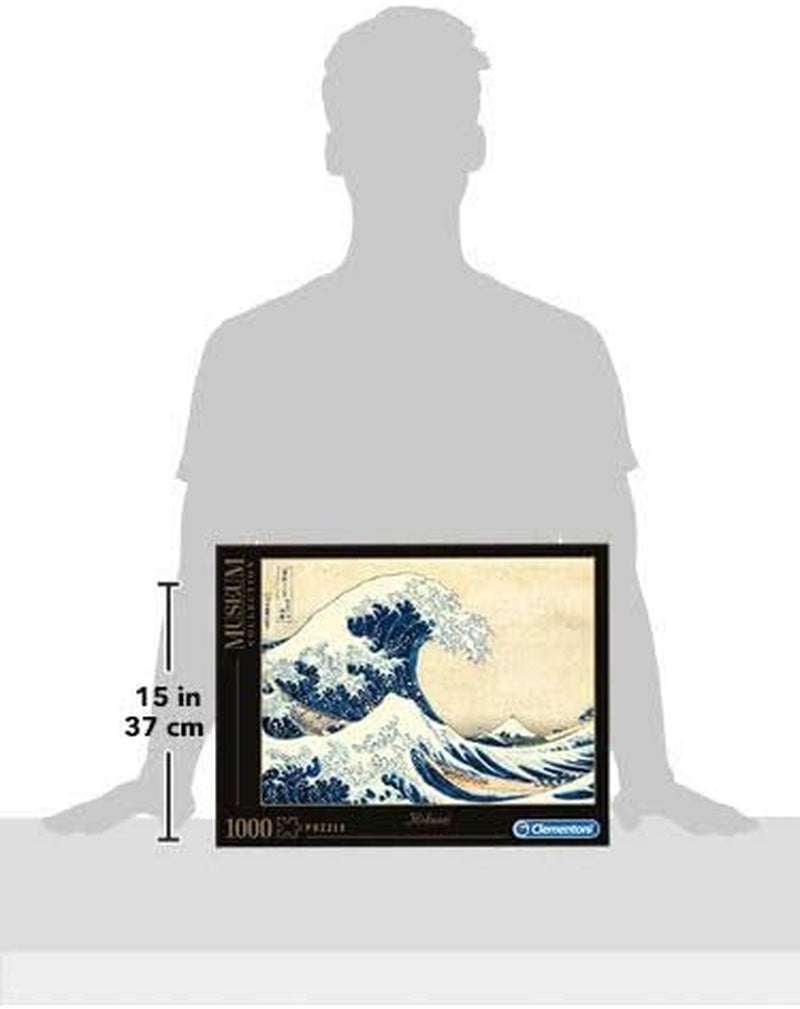 Clementoni 39378 Hokusai - The Great Wave - 1000-bitars pussel, museumssamling, skicklighetsspel för hela familjen, färgglada stretching-spel, pussel för vuxna 14+ Pussel Naty Shop