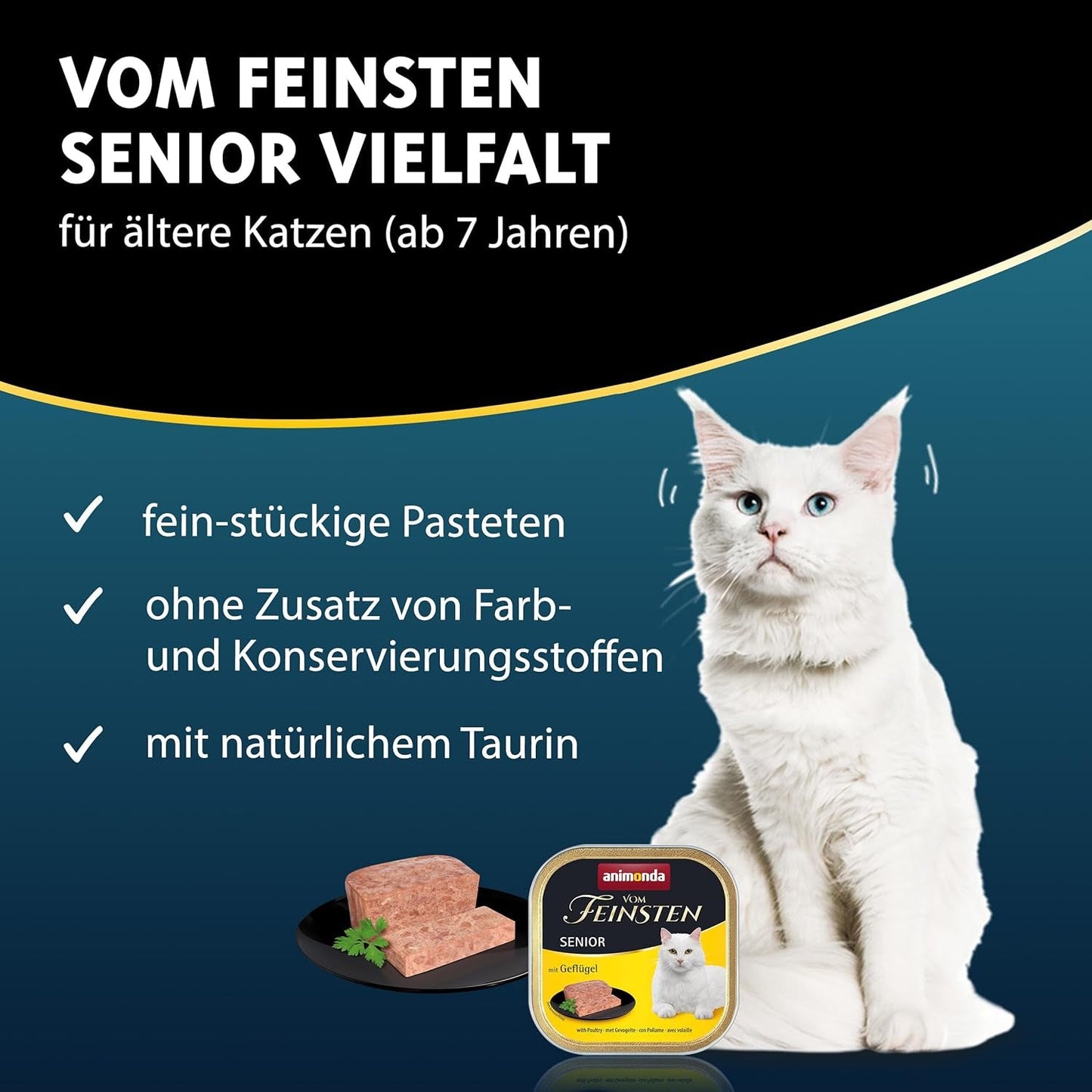 animonda vom Feinsten Senior, våtfoder för äldre katter från 7 år, variation för äldre katter, 32 x 100 g