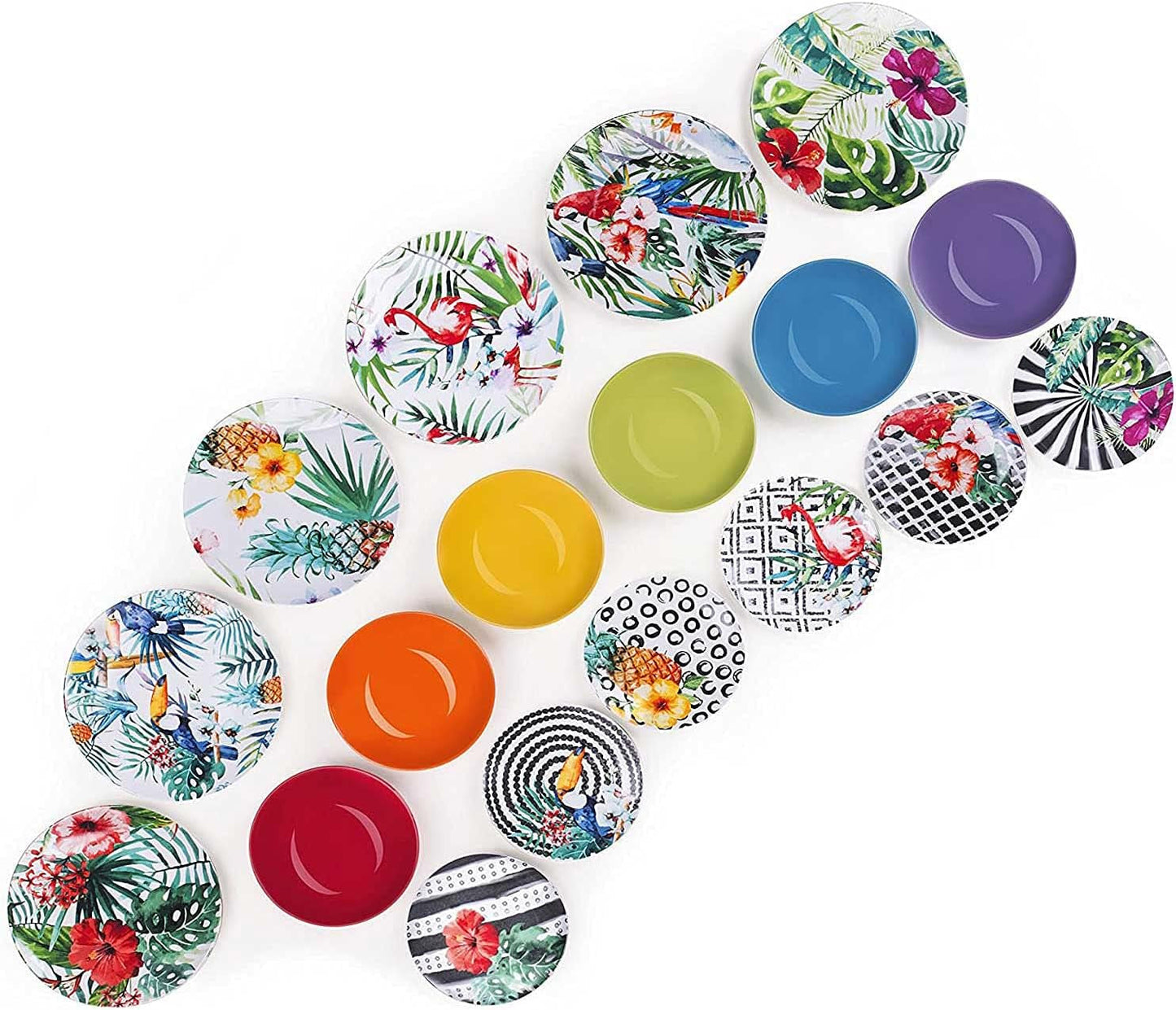 Excelsa Tropical Chic Tallrik Set, 18 Stück, Porzellan, mehrfarbig